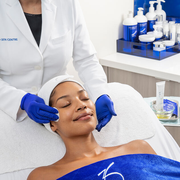 Woman being treated at a skin centre