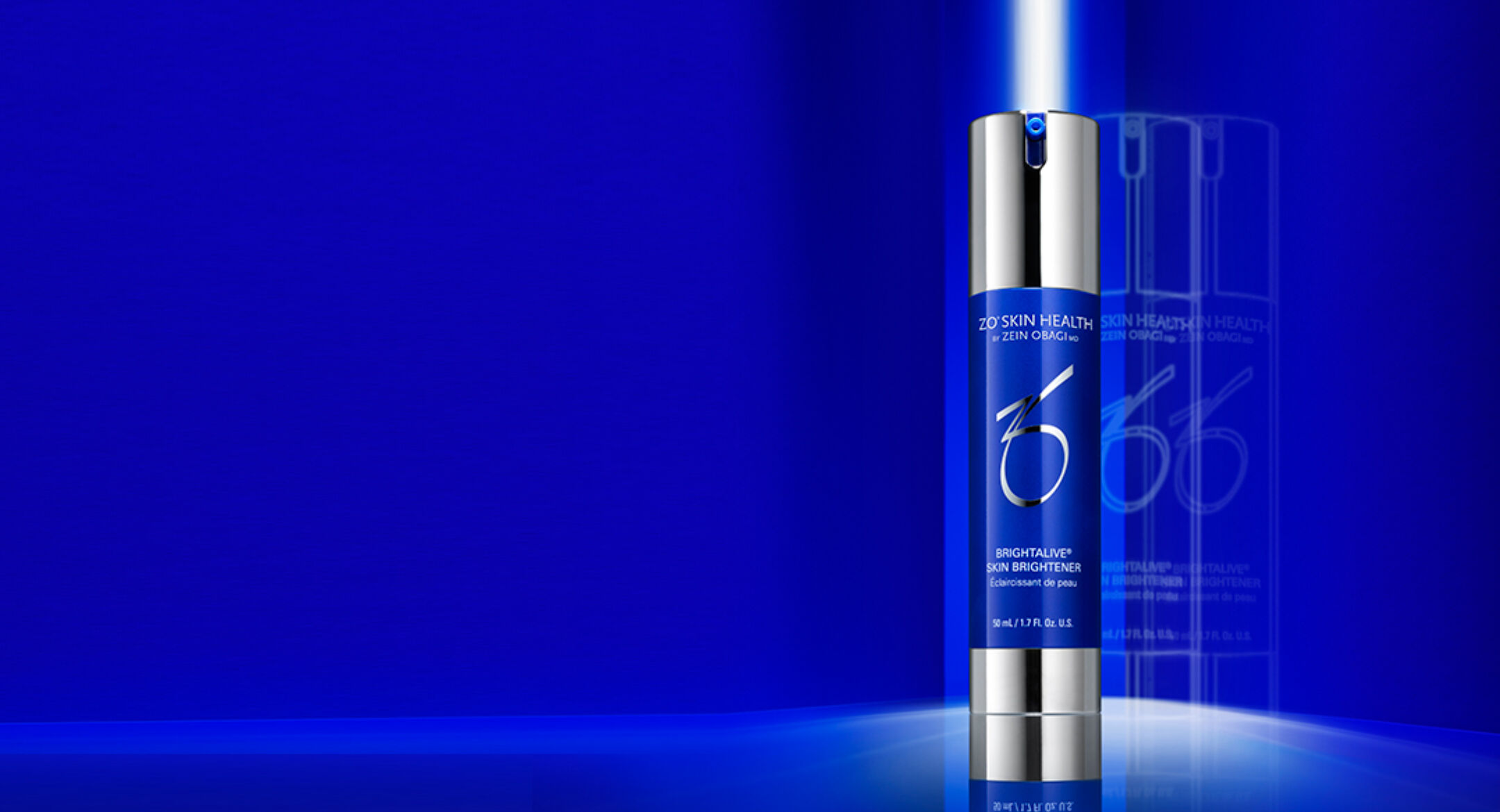 Brightalive® Skin Brightener on a blue background